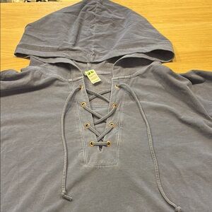Gray Lace-Up Hoodie